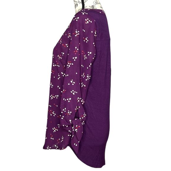 Fortune + Ivy Medium Collyn Mixed Material Blouse - Stitch Fix 3/4 Tie Sleeve - Picture 2 of 12